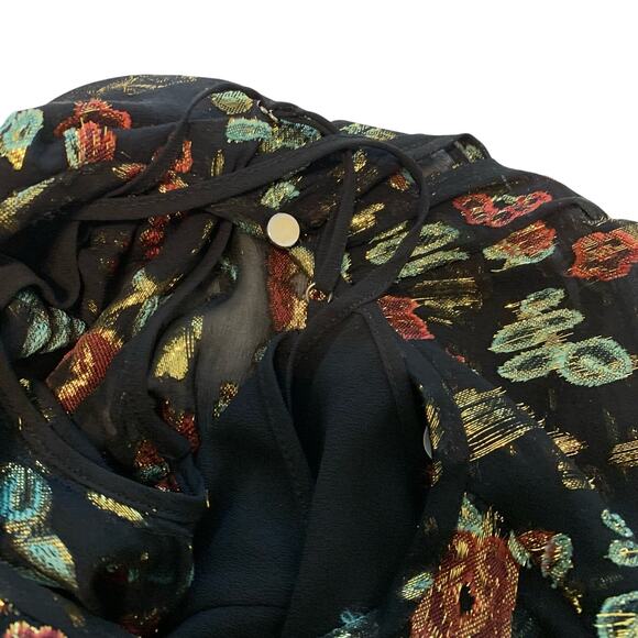 Veronica Beard Robin Black Floral Metallic Foil Mini Dress - Picture 5 of 11